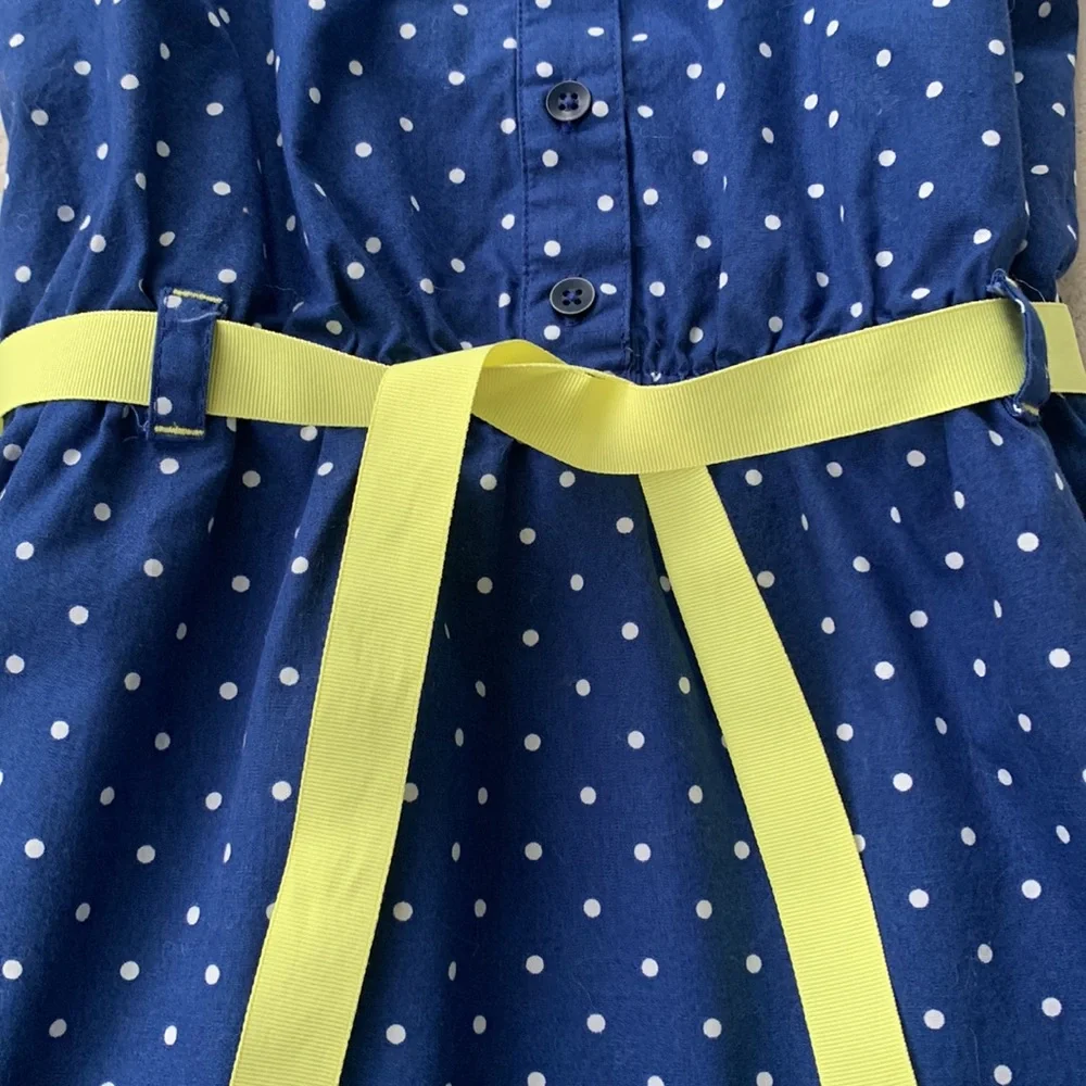 Gymboree Pocketful of Sunshine 5 Blue & White Polka Dot Dress EUC